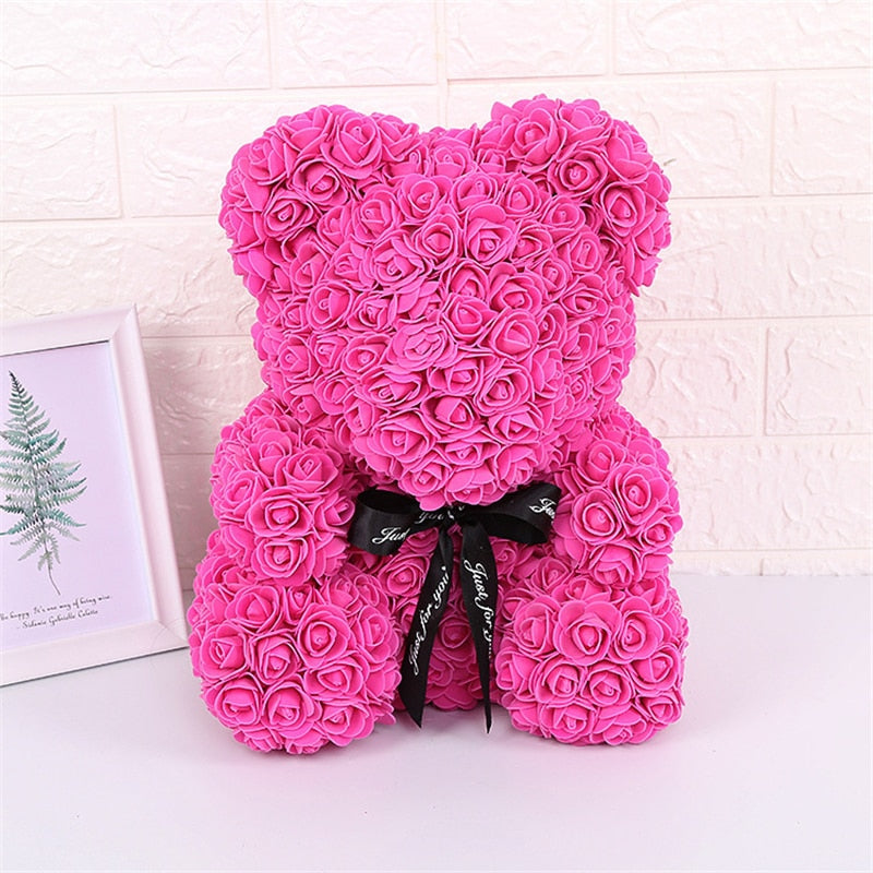 Ours en peluche de fleur de rose